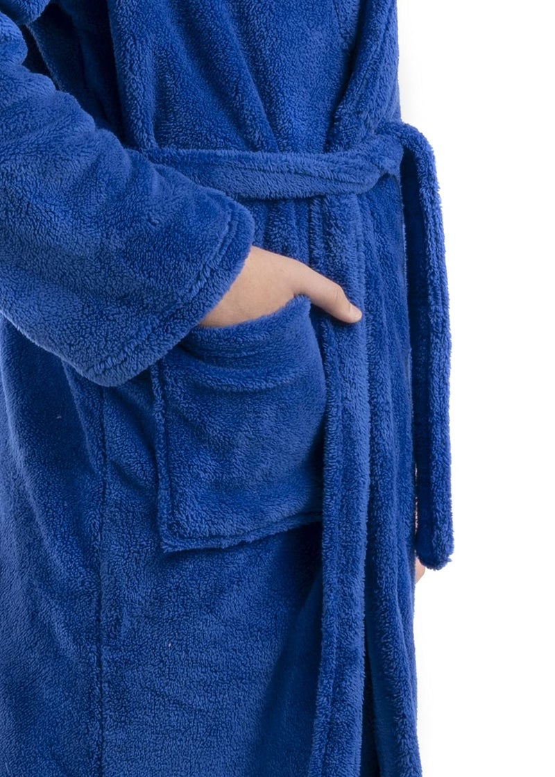 BC BARE COTTON Kids Microfiber Fleece Shawl Robe - Boys (X-Large (Ages 13-15), Royal Blue) - Image 3